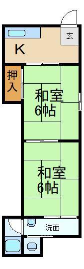 四宮ハイツ香里園10棟(2K/2階)の間取り写真