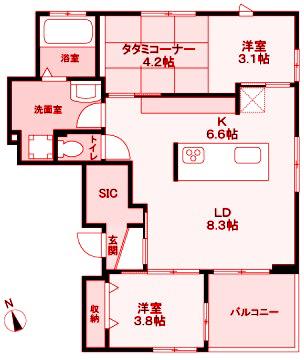 ウィステリアコート(3LDK/3階)の間取り写真