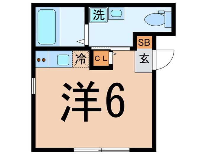 FELICE 洗足(ワンルーム/2階)の間取り写真