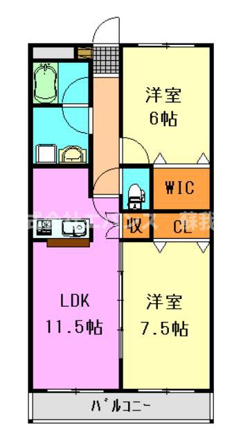 パークハイツ(2LDK/1階)の間取り写真
