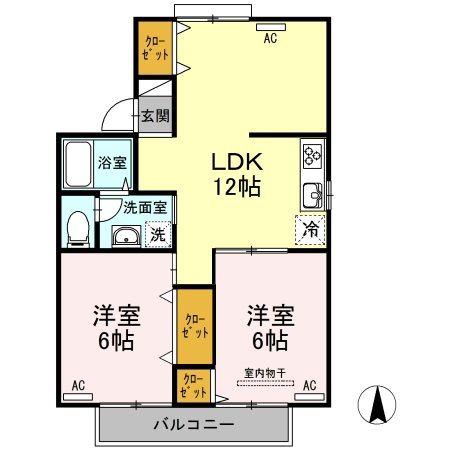 サンハイツMA棟(2LDK/2階)の間取り写真