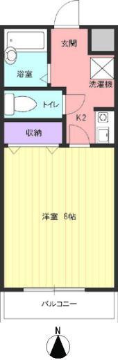 ティエリア豊田(1K/2階)の間取り写真