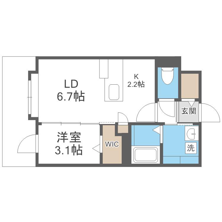 アルファスクエア北11東1(1LDK/1階)の間取り写真