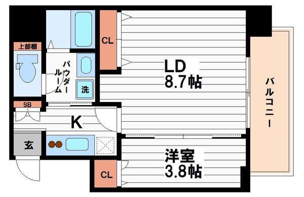 ヴィラ・セレーノ玉造本町(1LDK/6階)の間取り写真