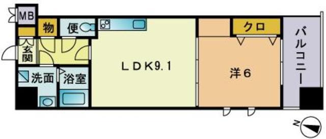 シエル薬院(1LDK/10階)の間取り写真