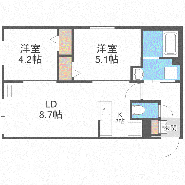 セフィーロ新札幌(2LDK/1階)の間取り写真