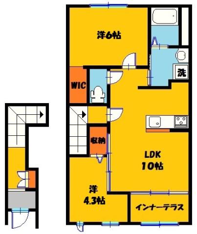 ビアラ末広(2LDK/2階)の間取り写真
