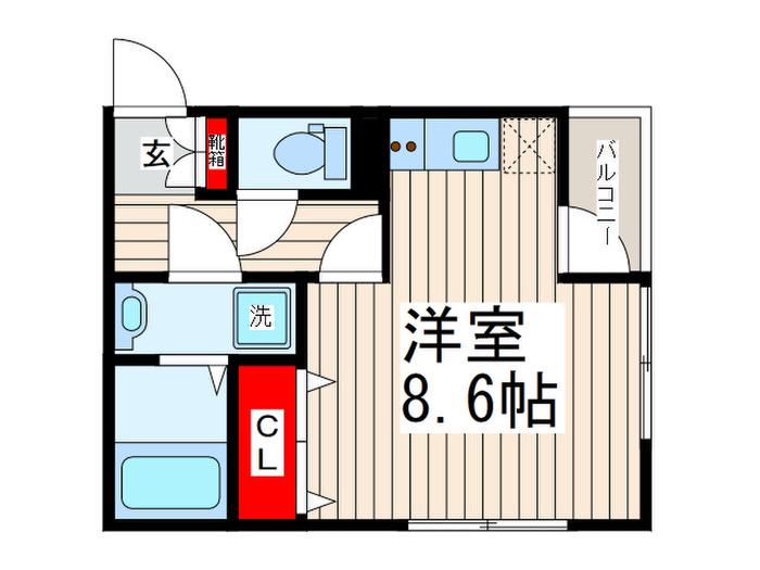 カバロネロ(ワンルーム/1階)の間取り写真
