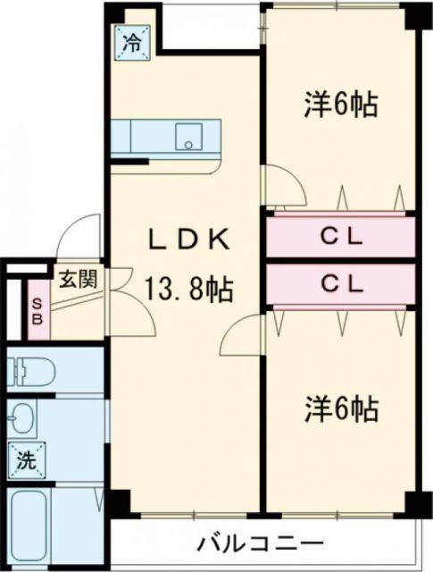 シャルマンヴィレッジ(2LDK/3階)の間取り写真
