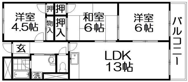 オータムヒル(3LDK/2階)の間取り写真