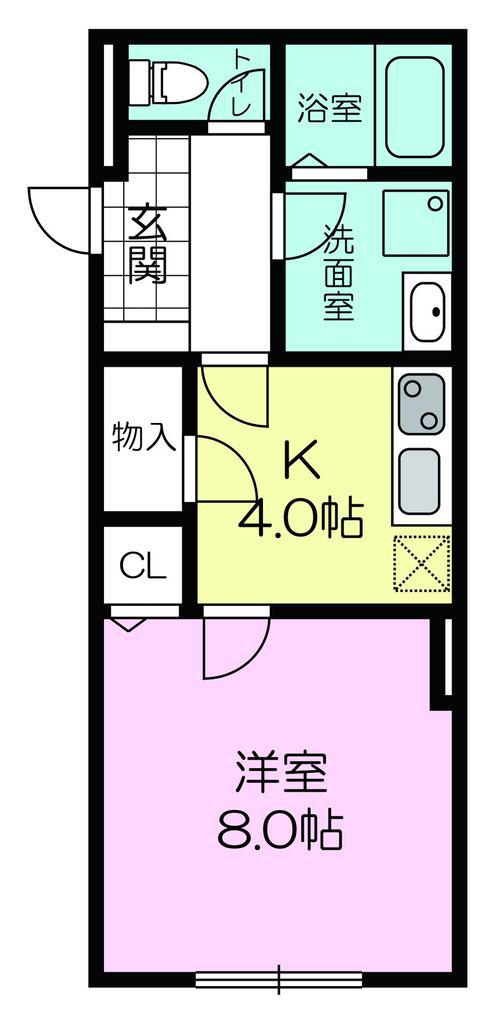 コンフォート武庫川(1DK/1階)の間取り写真