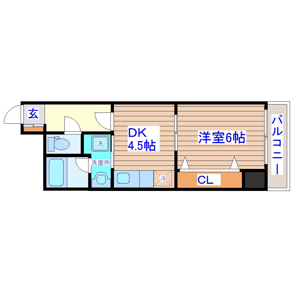 グランヴィア河原町(1DK/7階)の間取り写真
