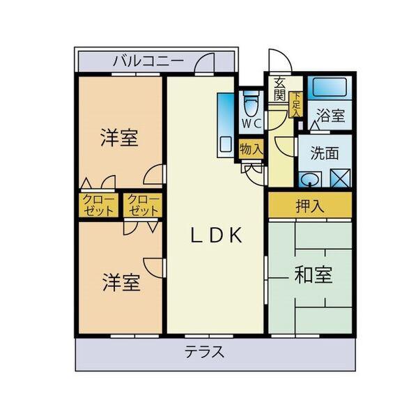 ロイヤルハーベスト(3LDK/1階)の間取り写真