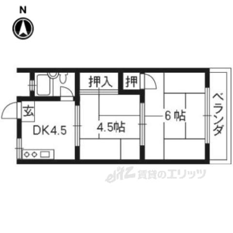 シャトー紫竹(2K/3階)の間取り写真