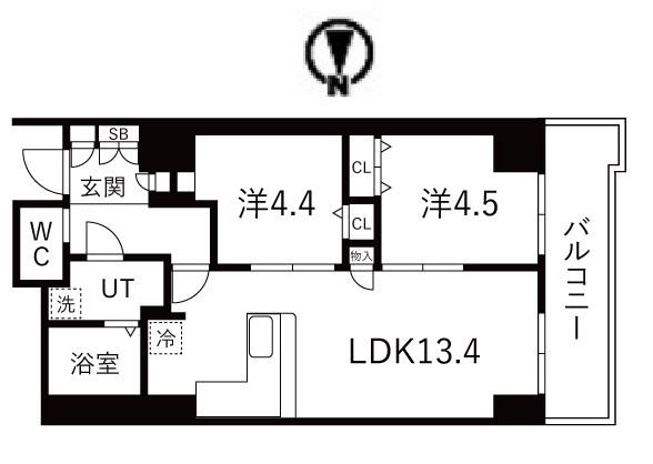 シティコート目黒2棟(2LDK/5階)の間取り写真