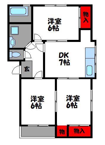 エステート若宮(3DK/1階)の間取り写真