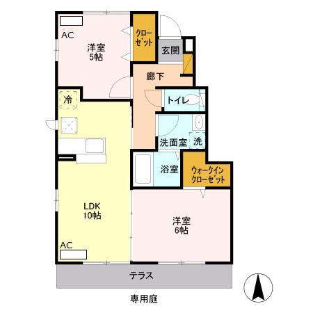 ロジェII(2LDK/1階)の間取り写真