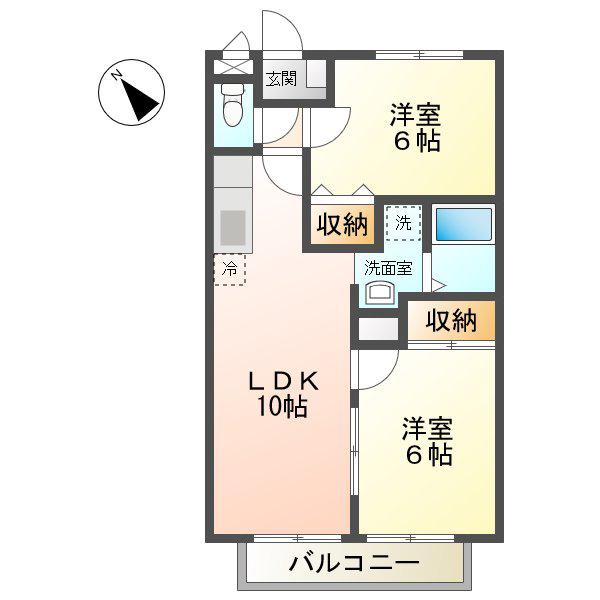 サンガーデン枇杷島(2LDK/2階)の間取り写真