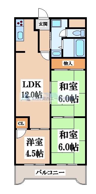 瓢箪山第2大発マンション(3LDK/1階)の間取り写真