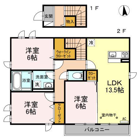 メゾン ヴォー(3LDK/2階)の間取り写真