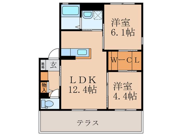 グリーンタウンD(2LDK/1階)の間取り写真