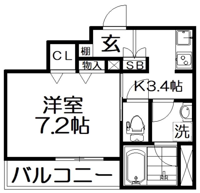 シャーメゾンメルベイユ(1K/3階)の間取り写真