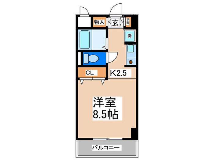 グランコートB棟(ワンルーム/6階)の間取り写真