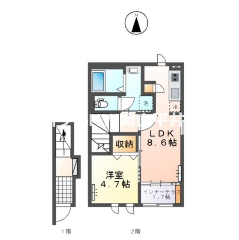 エアロ フォレスト I(1LDK/2階)の間取り写真