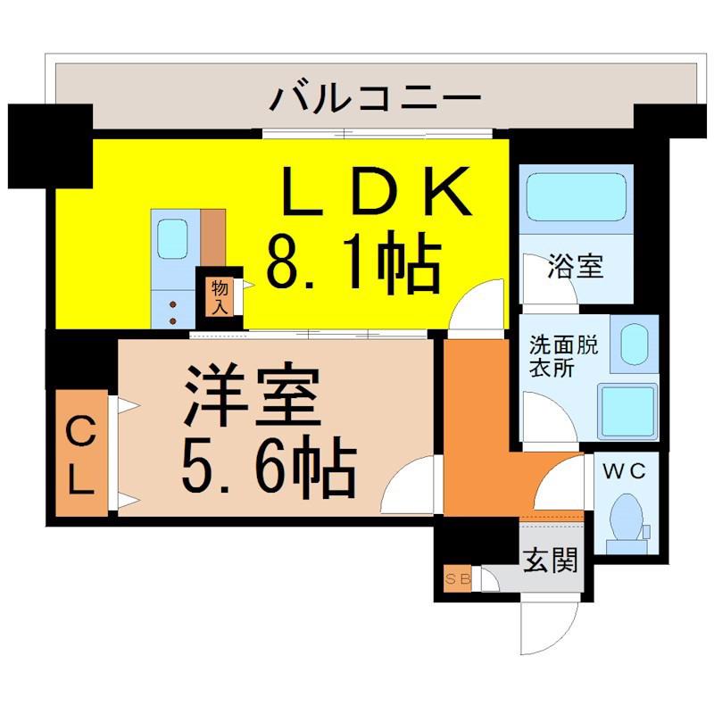 プレミアムコート葵(1LDK/10階)の間取り写真