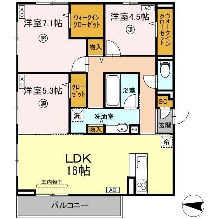 ロイヤルタウン富の原II(3LDK/2階)の間取り写真