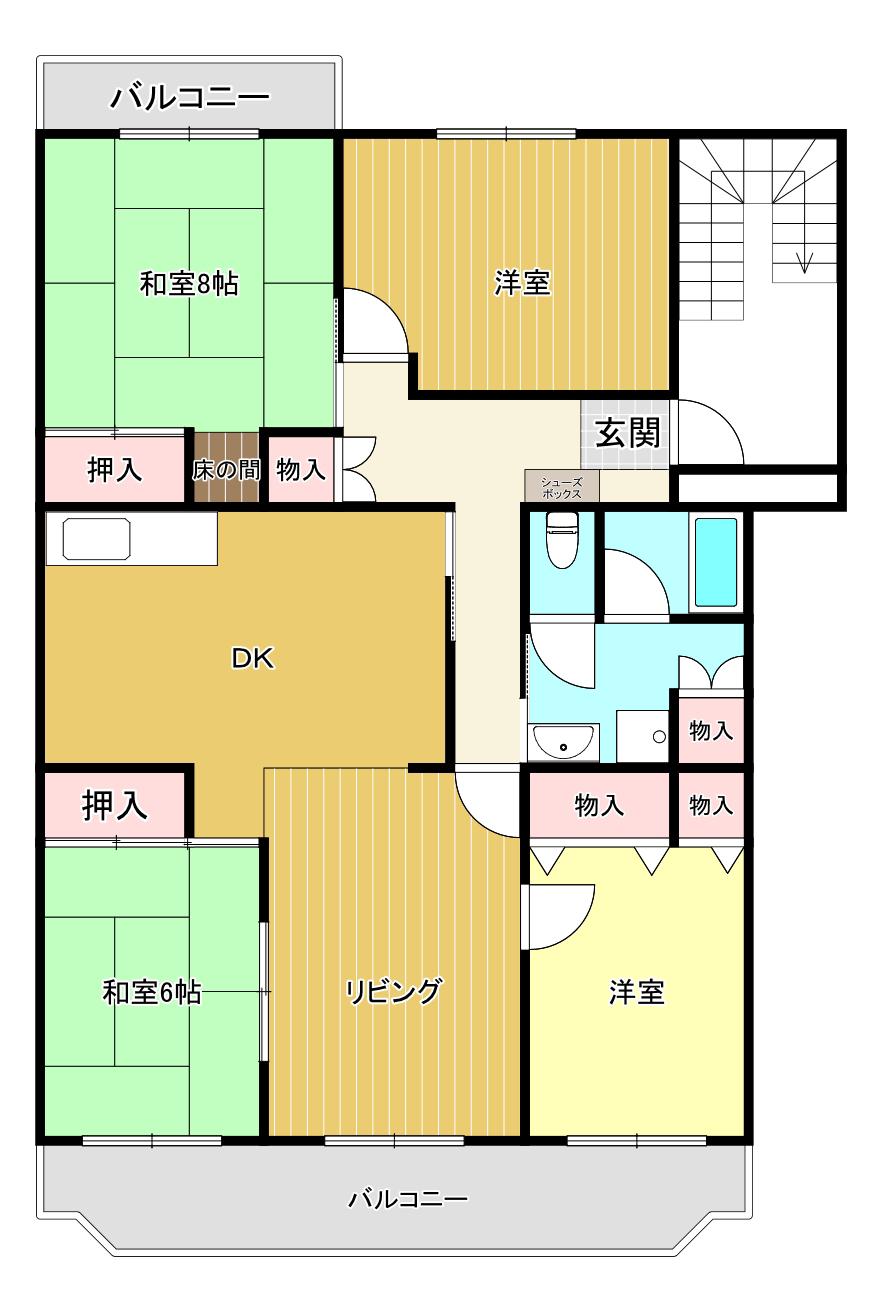 習志野七ツ台団地(4LDK/4階)の間取り写真