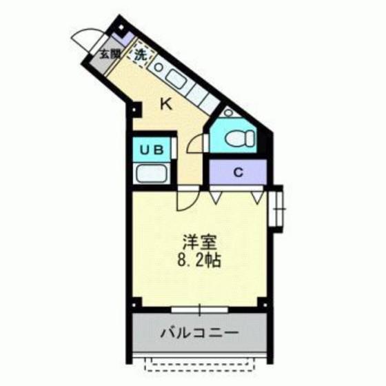 ローレル富町(1K/3階)の間取り写真