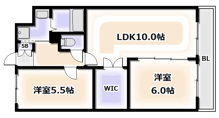 キューピットコート(2LDK/2階)の間取り写真