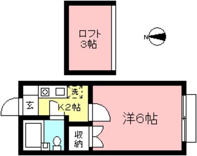 カメリアハイツ(1K/2階)の間取り写真