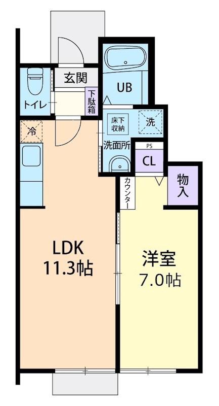 12/15秩父市中宮地町1LDK(1LDK/1階)の間取り写真