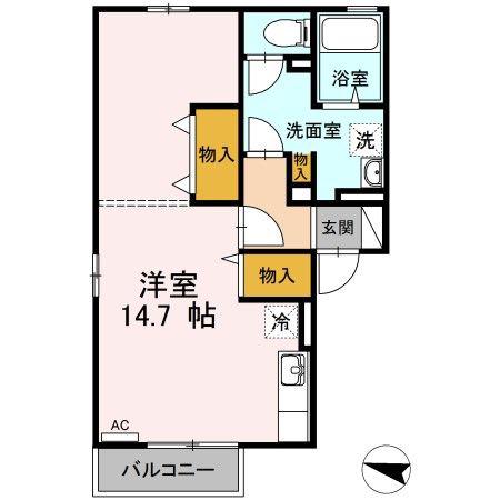 エクセル東尾道 A棟(ワンルーム/2階)の間取り写真