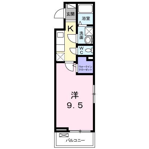 ブルーム駅南(1K/2階)の間取り写真