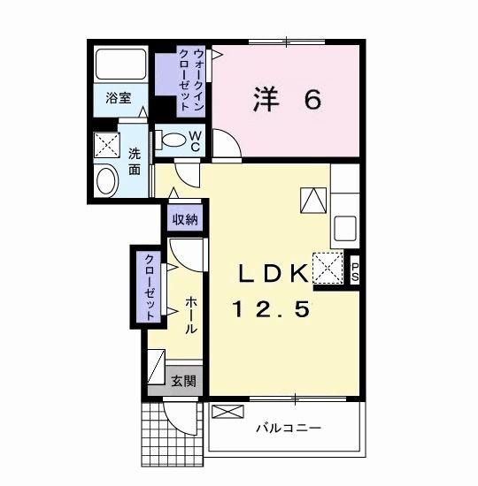 アカデミアハイツA(1LDK/1階)の間取り写真