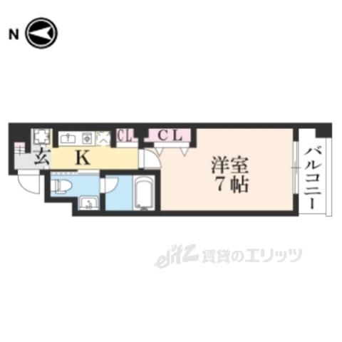 FLAIR京都五条烏丸(1K/3階)の間取り写真