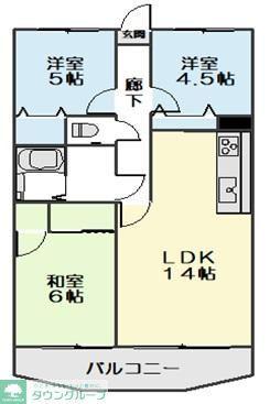 ブランカーラ(3LDK/4階)の間取り写真