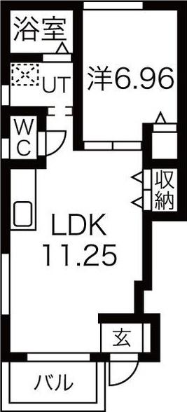 サニーハイツ(1LDK/1階)の間取り写真