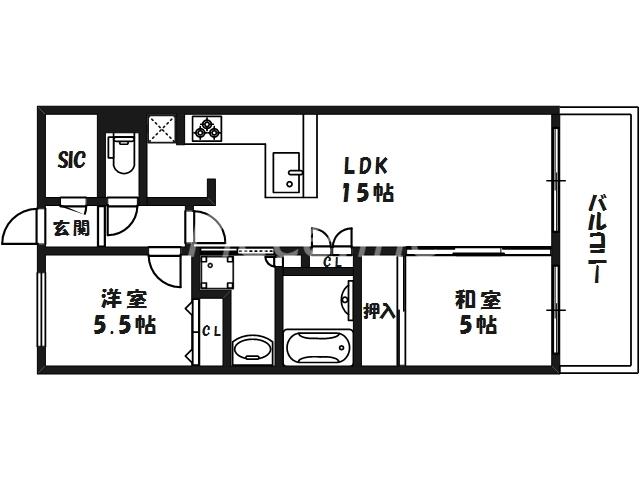 プレサンスロジェ天満橋リバーテラス(2LDK/8階)の間取り写真
