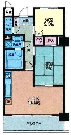NFPURAZA(2LDK/8階)の間取り写真