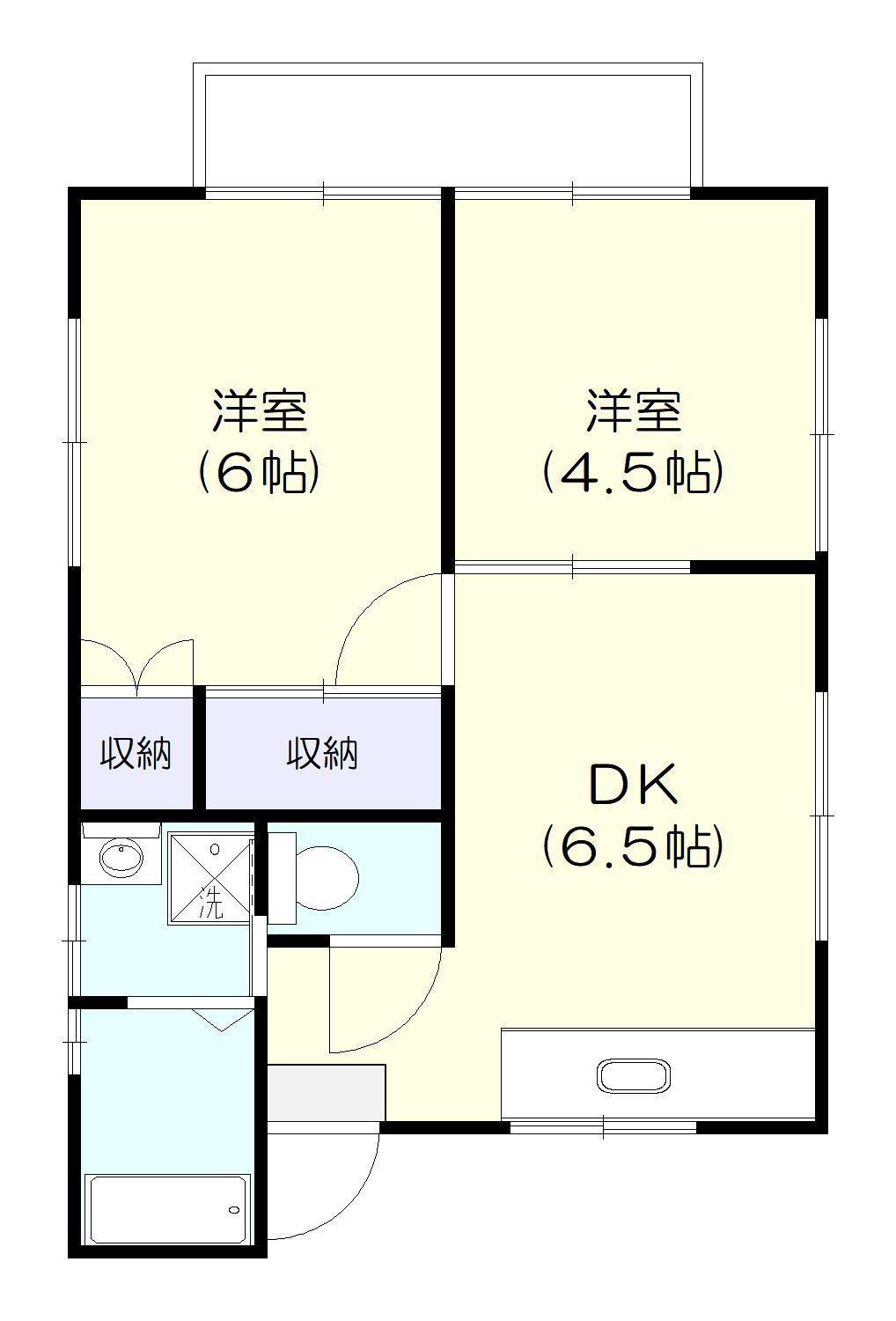 メゾンジューヌ富津B棟(2DK/1階)の間取り写真