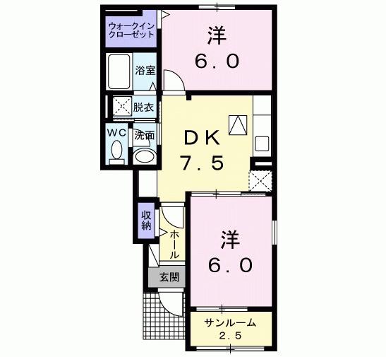 サニ-・ブリーズ北泉A(2DK/1階)の間取り写真