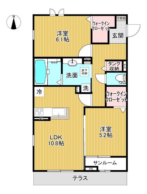 ミライエ・ルッソ(1LDK/1階)の間取り写真