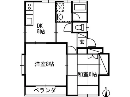 シャトー今井(2DK/2階)の間取り写真
