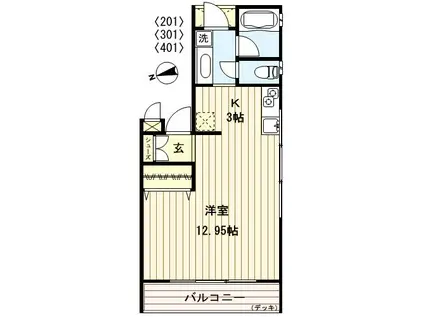シティテラス西新宿(ワンルーム/2階)の間取り写真