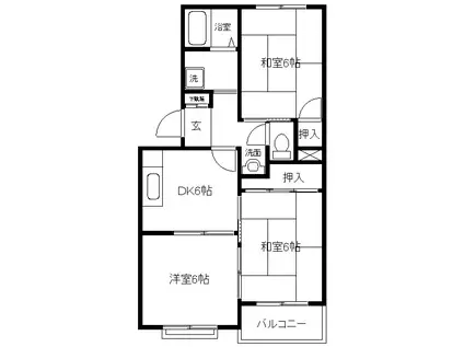 ハイツリヴァーアベニュー(3DK/1階)の間取り写真