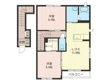 ラ・メファムC棟(2LDK/2階)の間取り写真